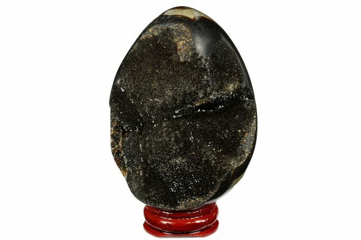 Septarian Dragon Egg Geode - Black Crystals #177391